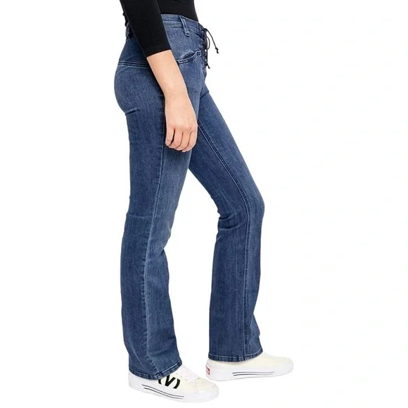 We The Free Eva Denim High Rise Lace Up Bootcut Womens Jeans Size 25 - Picture 3 of 10